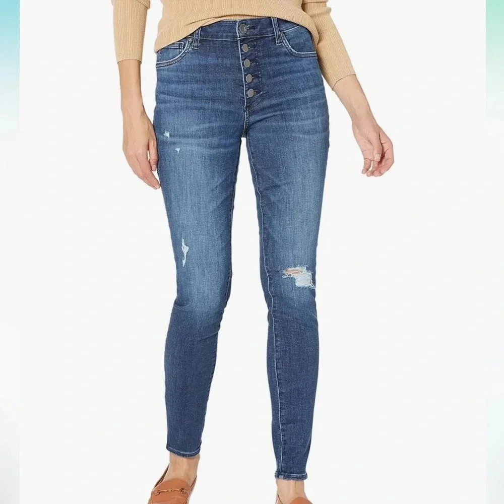 NWT!! KUT From The Kloth - Mia High-Rise Skinny-Button Fly in Keep - Size 0